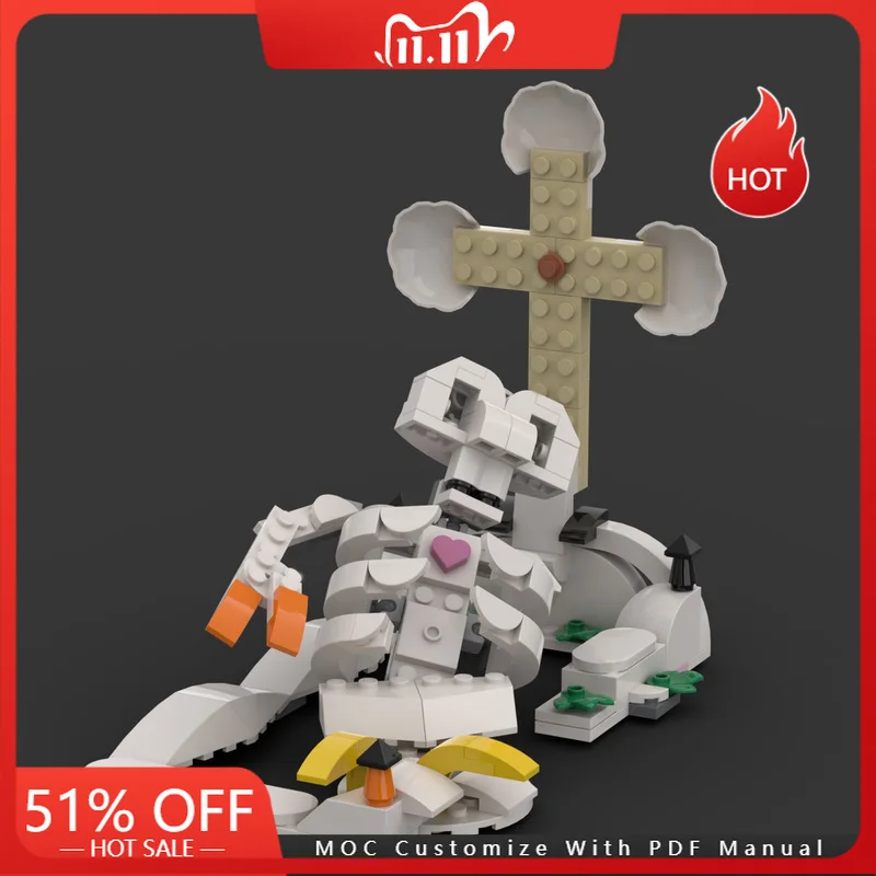 

1973, модель скелета надгробия, MOC, строительные блоки на заказ, креативные сборные кирпичи «сделай сам», игрушки для детей и взрослых, подарки