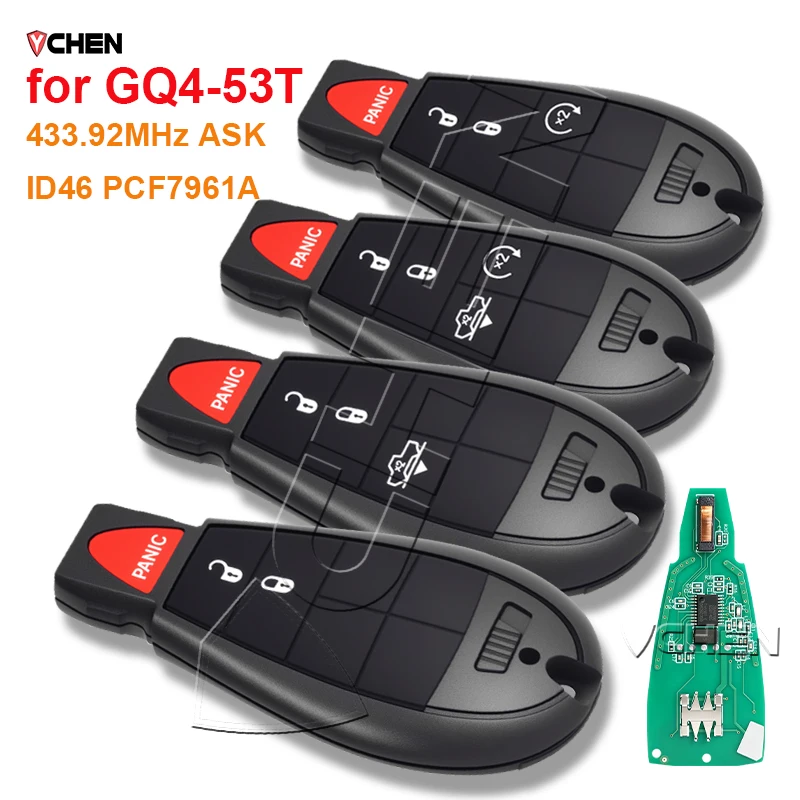 NOT Keyless Fobik GQ4-53T ID46 PCF7961A For Chrysler Town Country 2013–2016 433MHz For Dodge RAM 1500 2500 3500 2013–2018 Remote