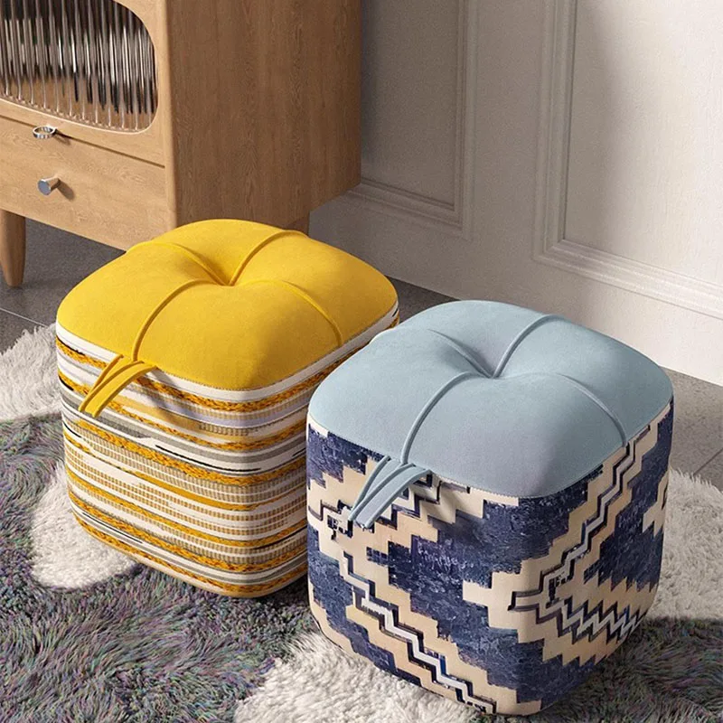 

Blue Puffs Foot Stool Salon Mobile Living Room Space Saving Simple Italian Cute Foot Stool Ergonomic Sgabello Yellow Furniture