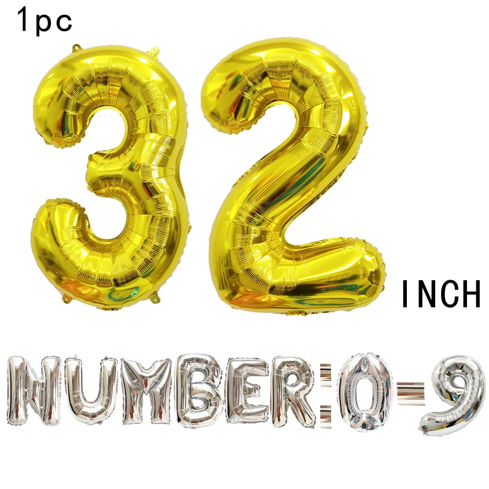 

1 pc 32-inch digital aluminum film Balloon For Anniversary New Year's Eve Party Birthday party decorated self-sealing balloon