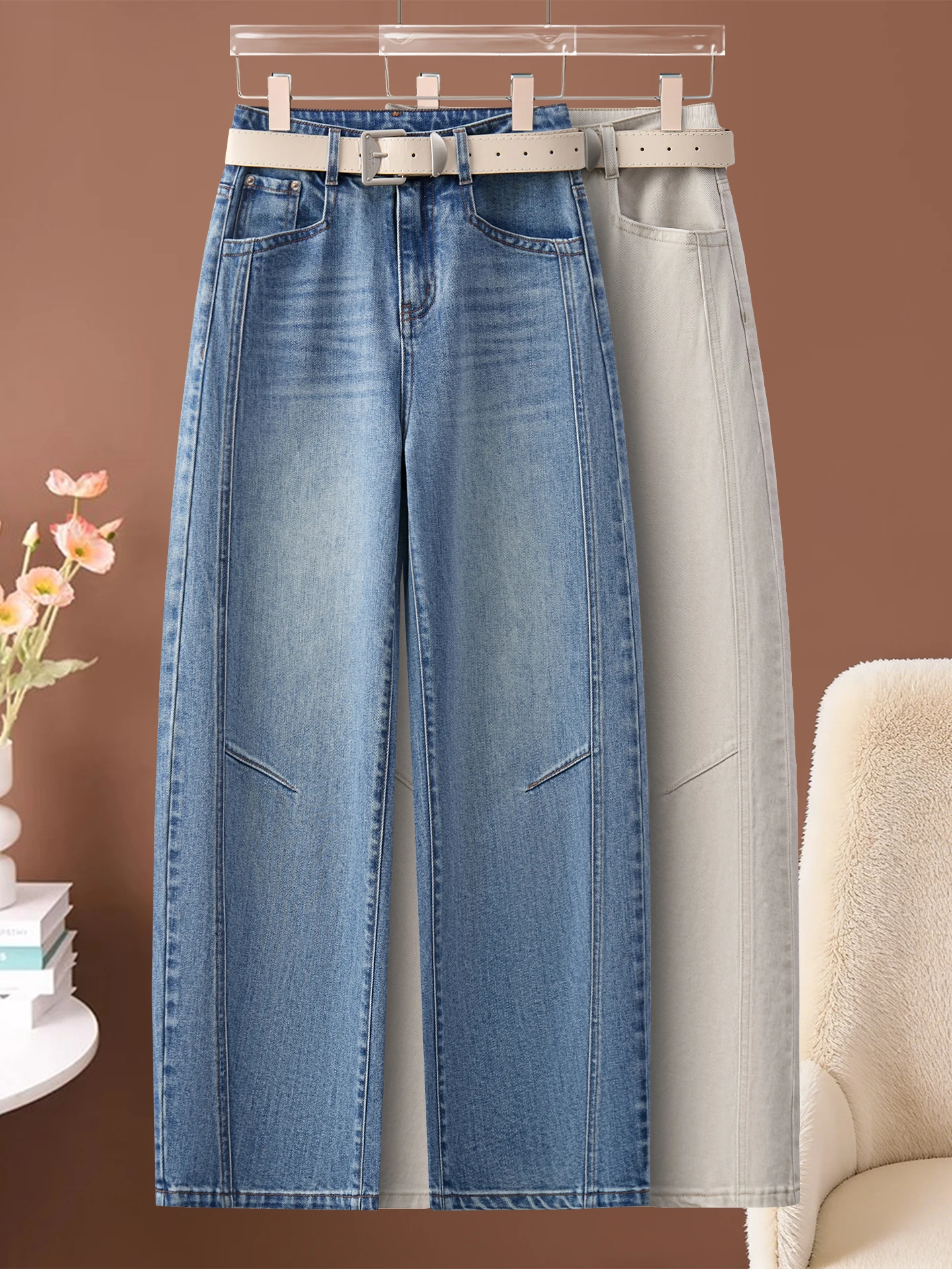 

High Waist Straight Leg Jeans Women's Spring Autumn 2026 New Style Knife Loose Fit Casual Comfortable Denim Pants