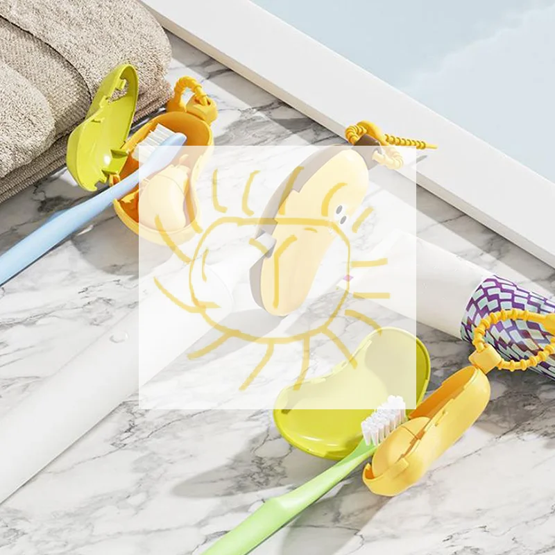 

2-in-1 Banana Toothbrush Head Cover Travel Protector Case Portable Toothpaste Capsule Holder Dustproof Hiking Camping Organizer