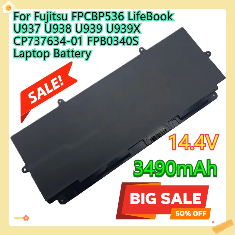 

For Fujitsu FPCBP536 LifeBook U937 U938 U939 U939X CP737634-01 FPB0340S Laptop Battery 14.4V 50WH 3490mAh