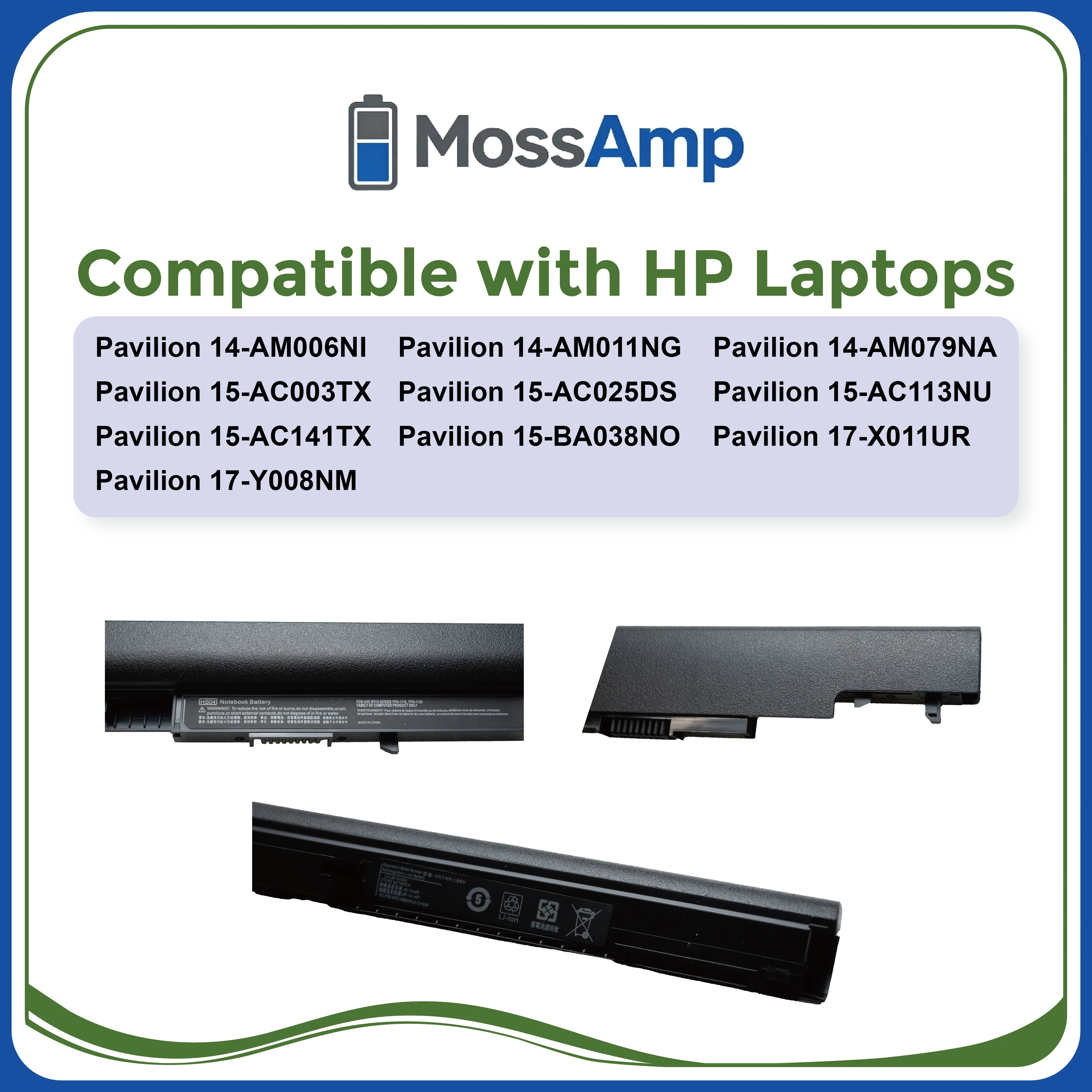 MossAmp 14.8V 41WH HS04 Laptop Battery for 240 245 250 255 G4 TPN-C125 HSTNN-LB6U HSTNN-LB6V 807611-831 807957-001