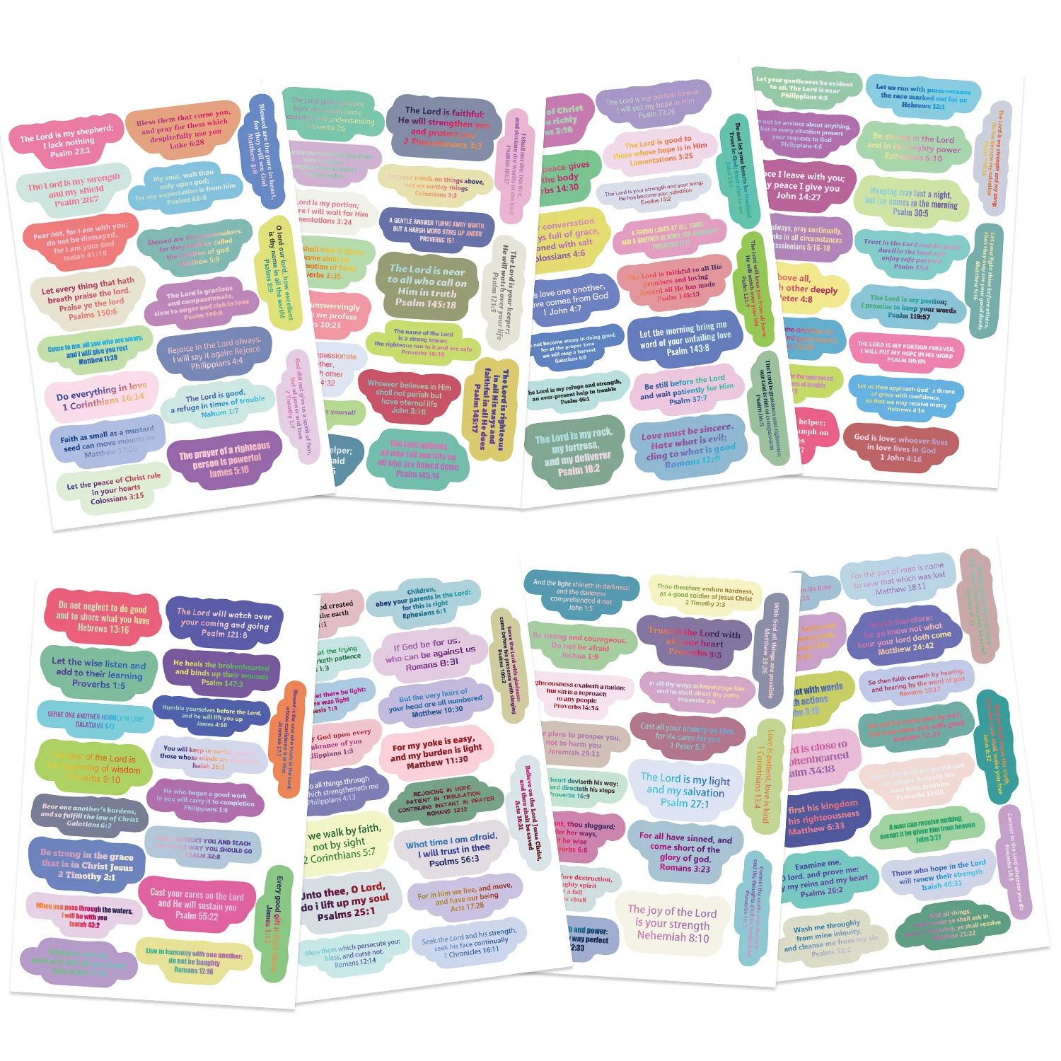 8/16/24PCS Colorful Bible Inspirational Quotes Puzzle Stickers Make A Face Stickers Candy Party Decoration Supplies Stickers