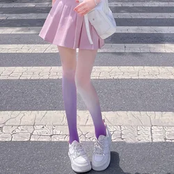 Lila Farbverlauf sexy Frauen Seiden strümpfe süß lila/orange jk lolita enge japanische kawaii lange Socken für Mädchen