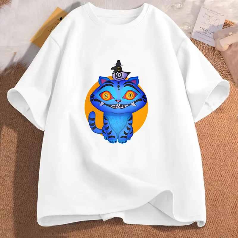 여성 티셔츠 Kpop 악마 사냥꾼 타이거 그래픽 탑 여성 의류 패션 한국 애니메이션 캐주얼 하라주쿠 반소매 티셔츠