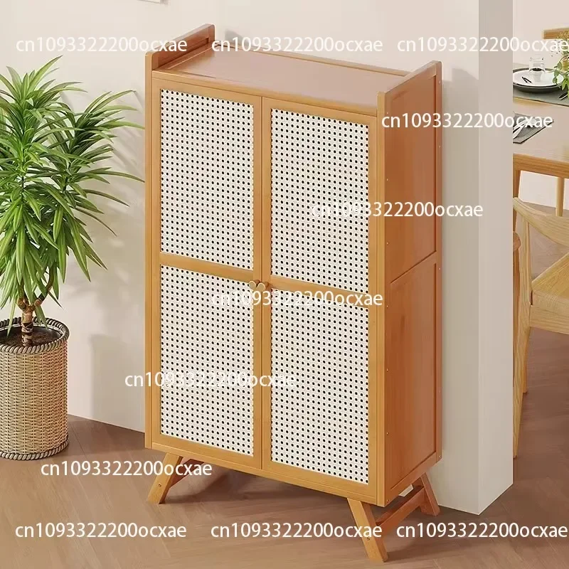 Shoe cabinet rack with door entrance against wall Fully enclosed dust-proof storage organizer Simple punching