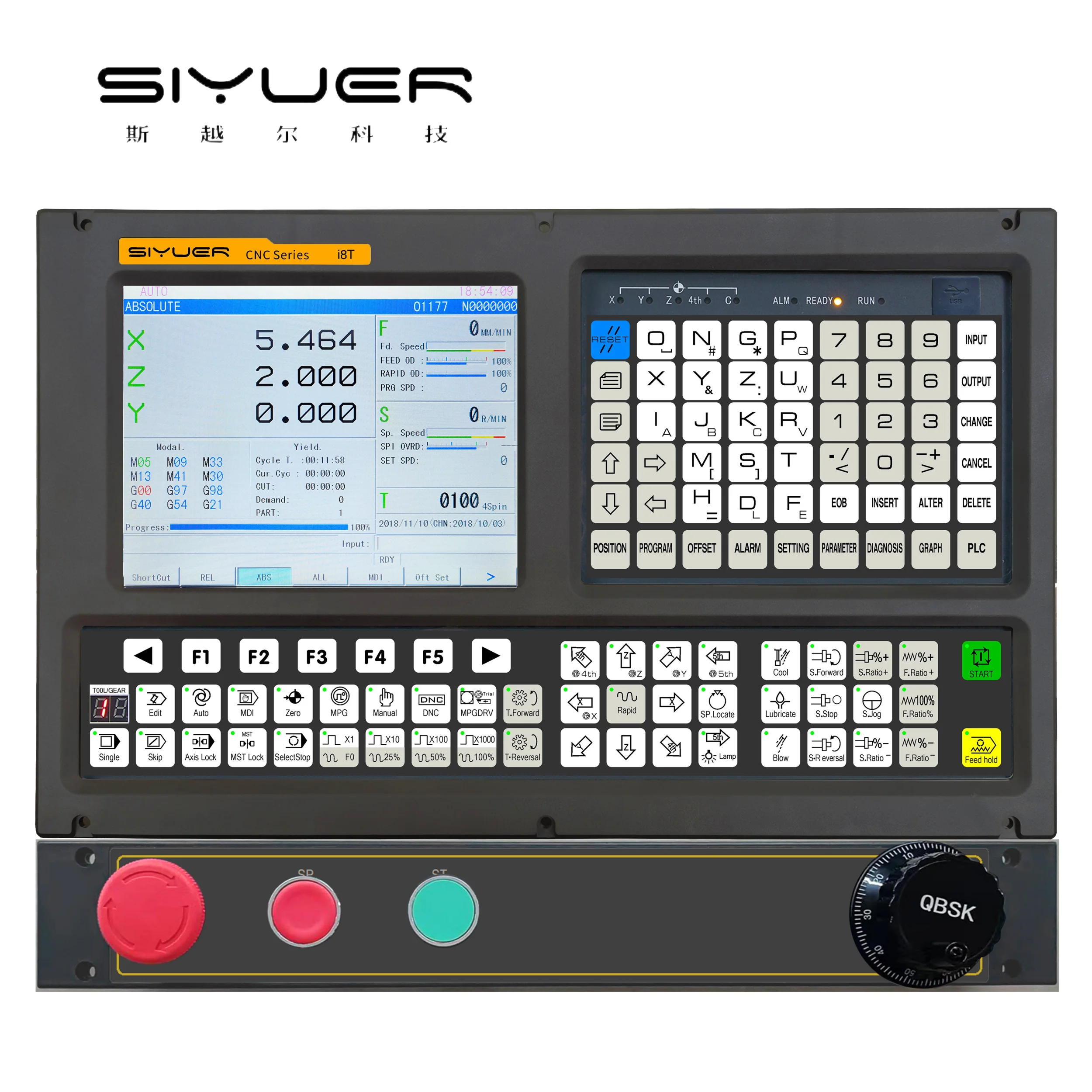 

I8T CNC Lathe Controller 3 Axis Incremental Control with PLC Servo Drive Hydraulic Turret and ATC for Industrial Automation