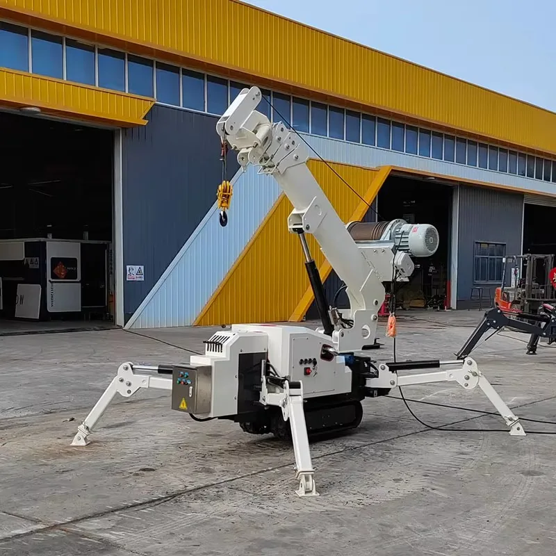6Ton Remote Control Hydraulic Spider Crane 15m Boom Rubber Crawler Telescopic Outriggers Stable Lifting Exterior Maintenance