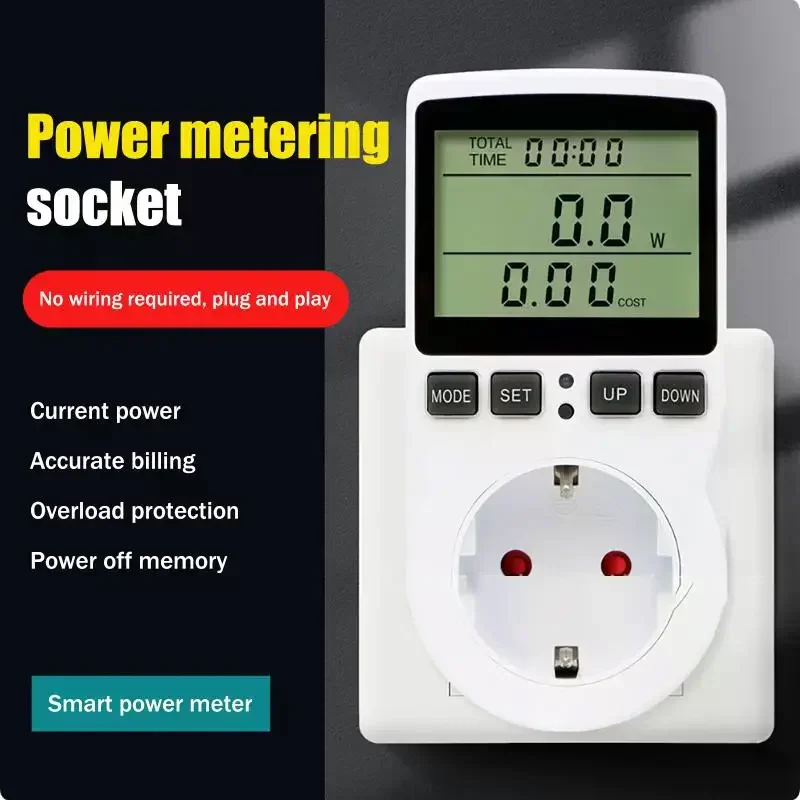

European And US Plug-in Power Metering Socket, Smart Metering Socket, Non-Backlit Voltage And Ampere Meter