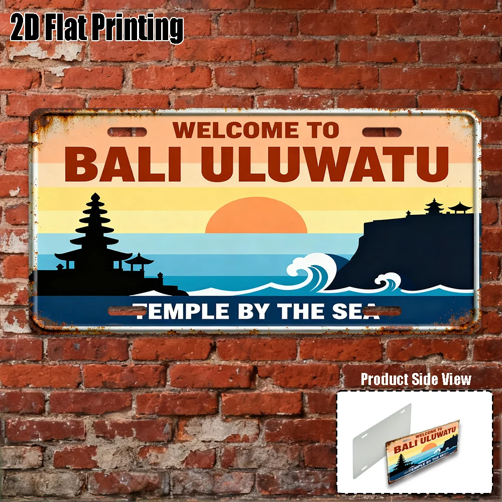 2D Flat,1pc, Retro Aluminum Sign, Yard Signs & Wall Art , Bali Uluwatu Themed Sign, Island - Themed Creative Decor, Retro