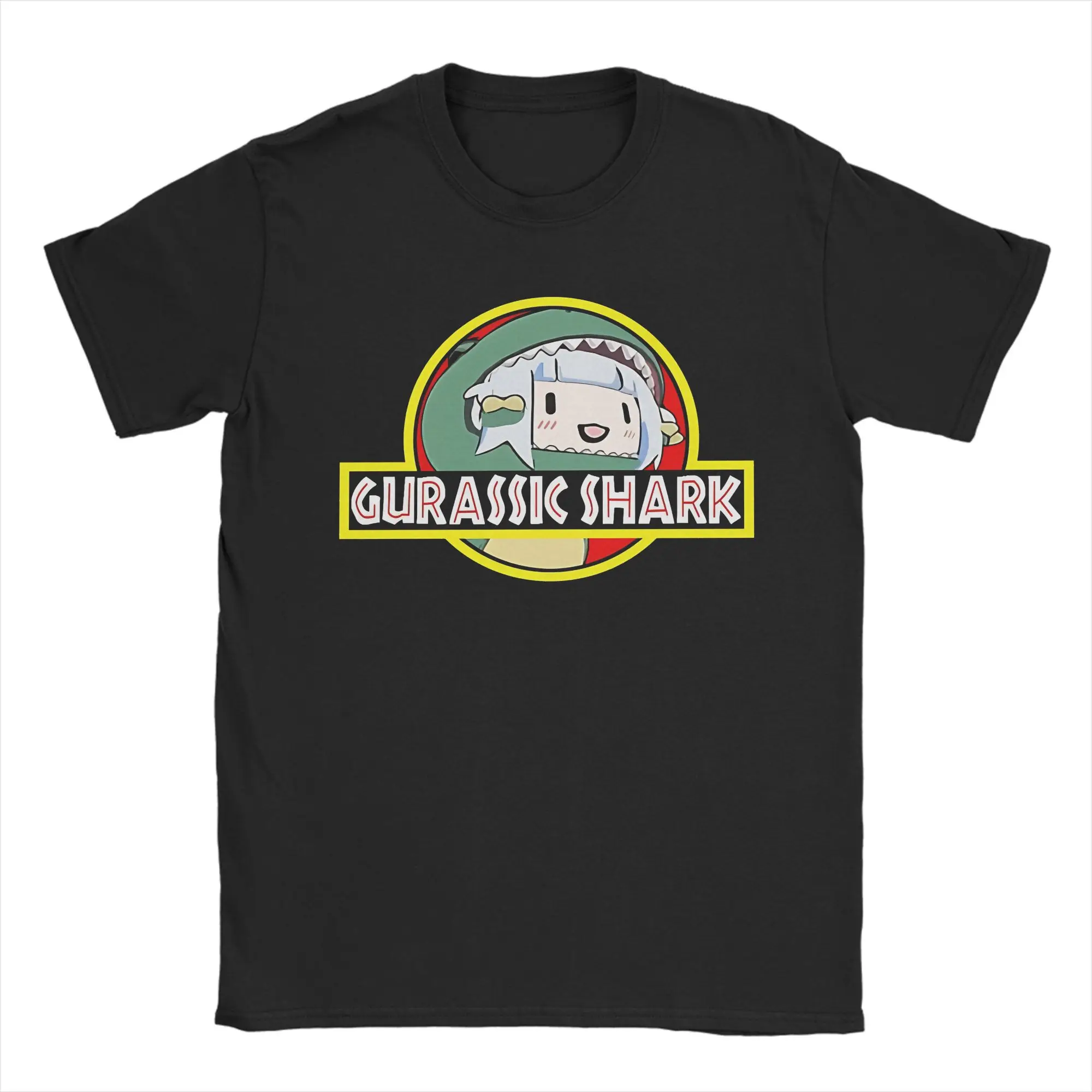 

Vintage Gawr Gura Gurassic Shark Saba Sameko Tshirts Men 100%Cotton Short Sleeve Round Neck Summer TopsTops