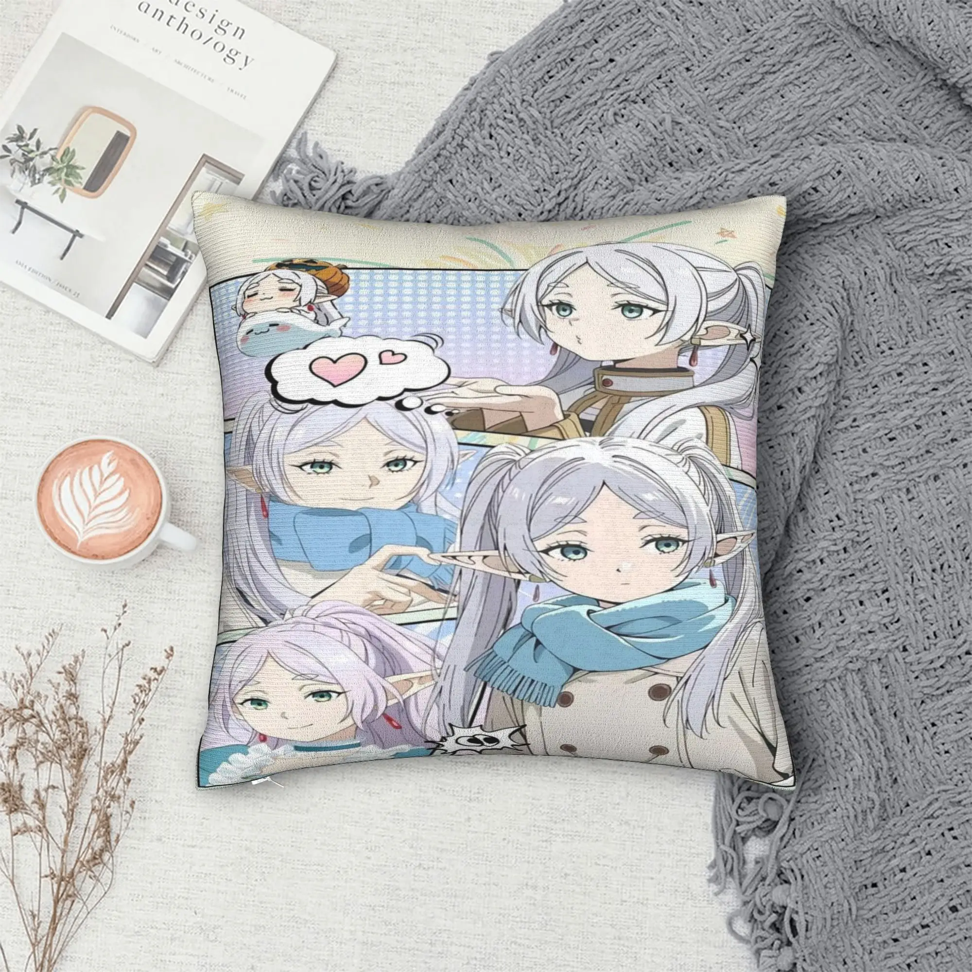 Frieren Beyond Journeys Pillow Cover  Cute Funny Pillow Case For Living Room Bed Chair Graphic Pillowcases Gift