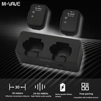 M-VAVE WP-12 Sistema de monitoreo intrauditivo inalámbrico de 2,4 GHz: 1 transmisor + 2 receptores con latencia ultrabaja de 3 ms, reproducción de 24 horas