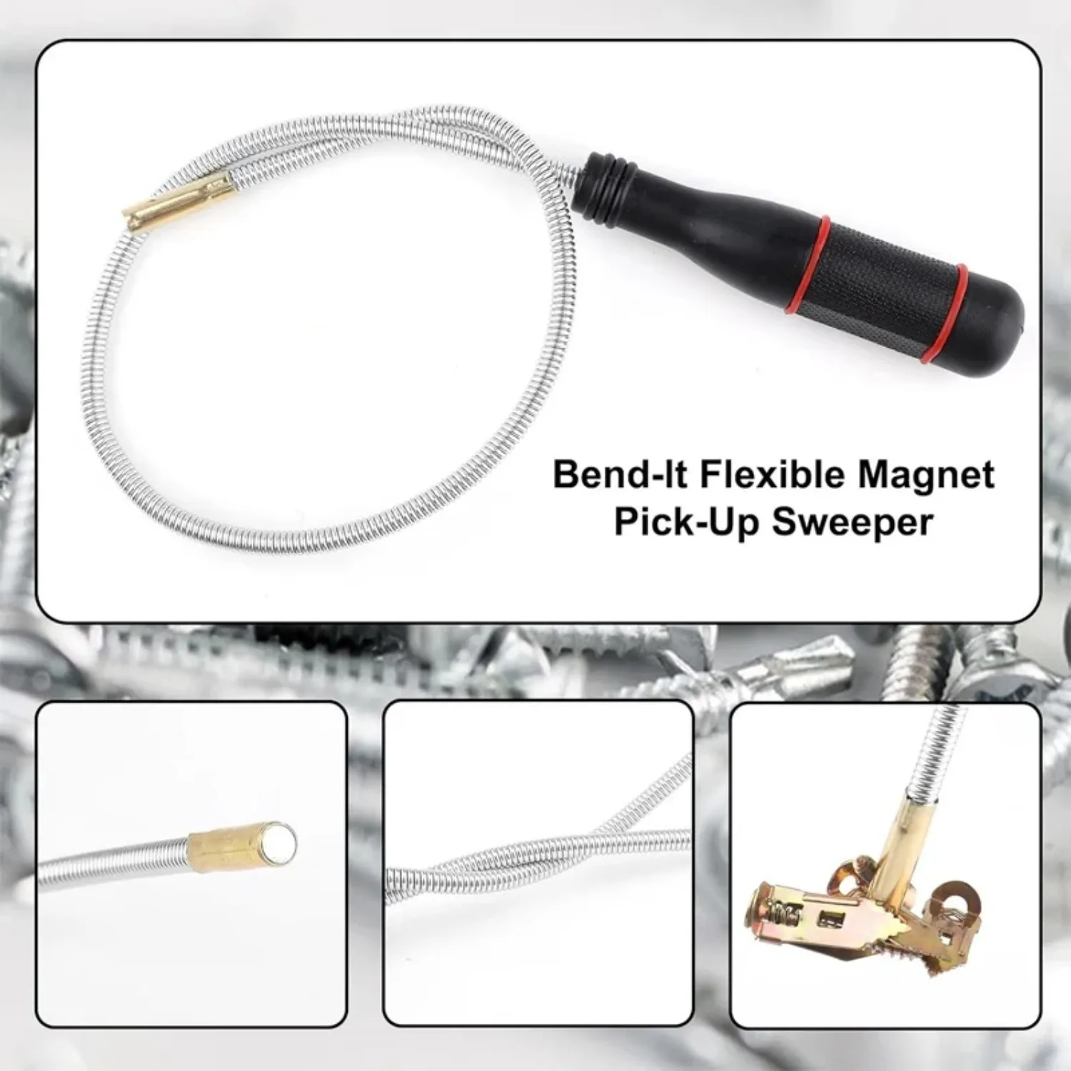 Flexible Magnetic Pickup Tool Bendable Snake Pickup Bendable Suction Bar for Locate Falling Objects Reach Sink Drains Pick Up