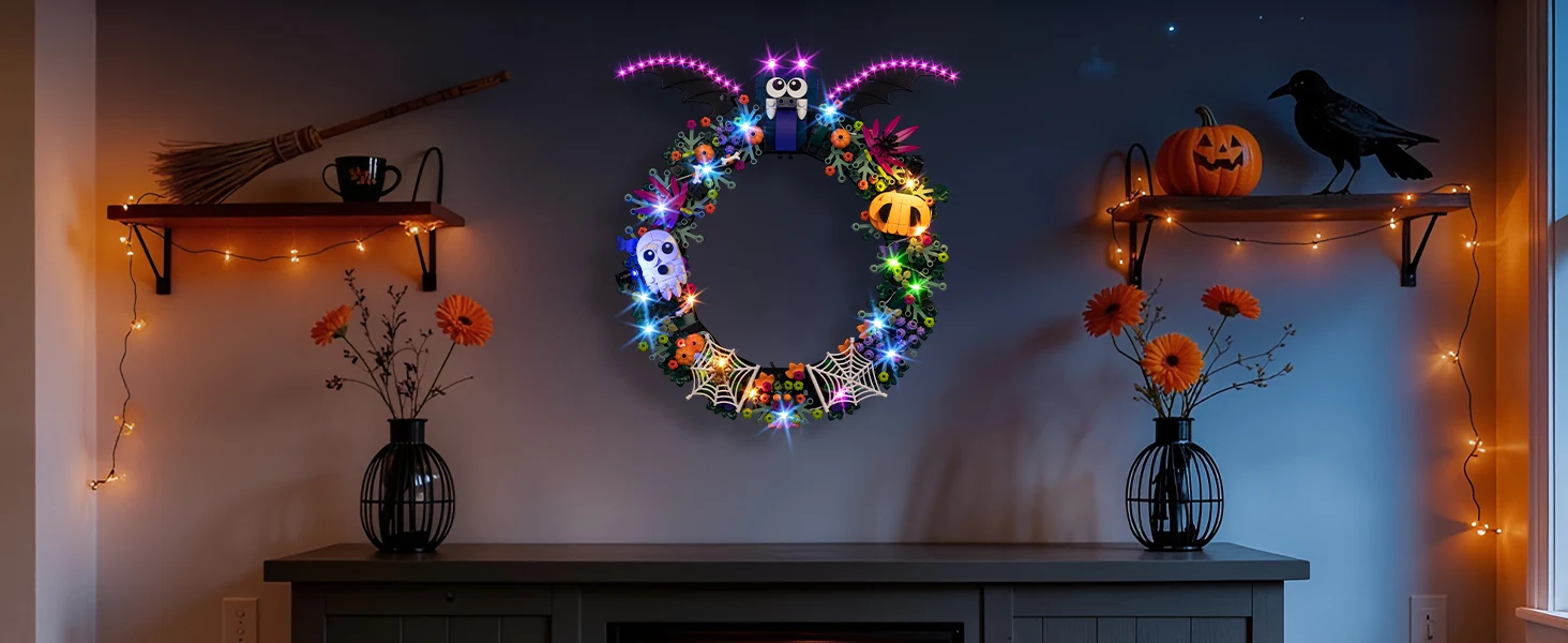 LED-Beleuchtungsset Passend für LEGO Halloween-Kranz 40825 Bausteine – Detail 1