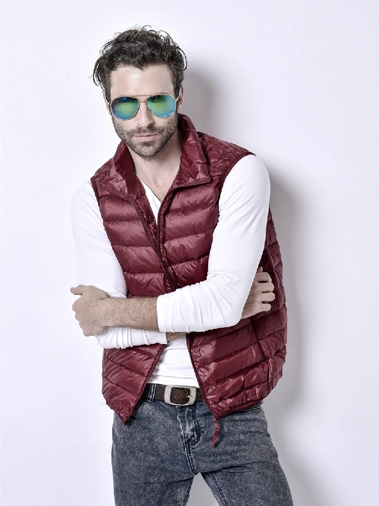 Men's Sleeveless Puffer Jackets 2023 New Autumn Winter White Duck Down Keep Warm Lightweight Packable Down Vest Coats