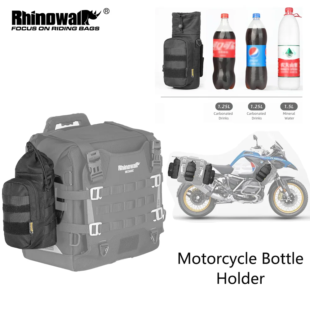 Rhinowalk Motorcycle Bottle Bag 1.5L Insulated Kettle Bag Portable Motor Water Bottle Bag Rich Mount Method With Molle System