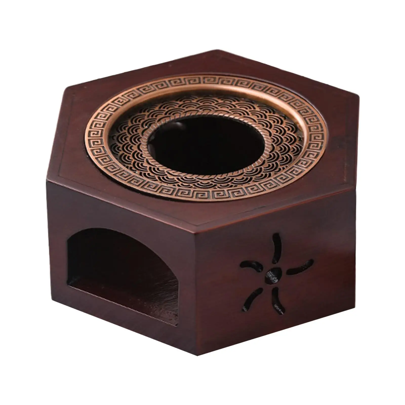 Heat Resistant Bamboo Tea Warmer with Tealight Candle Holder for Teapot Kettle Warming Base Desktop Heater for Home
