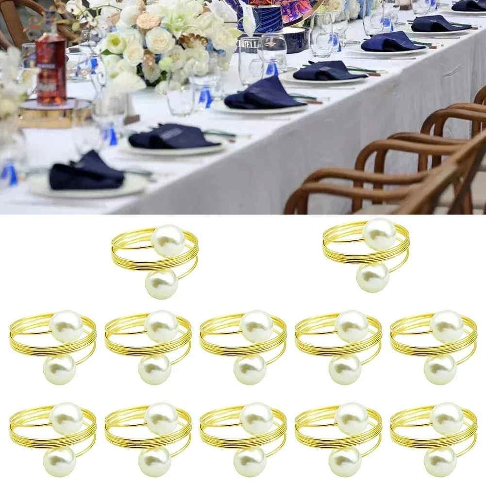 12pcs Napkin Rings Metal Napkin Holder Table Napkin Buckles For Dinning Wedding Holiday Celebration Decor Supplies