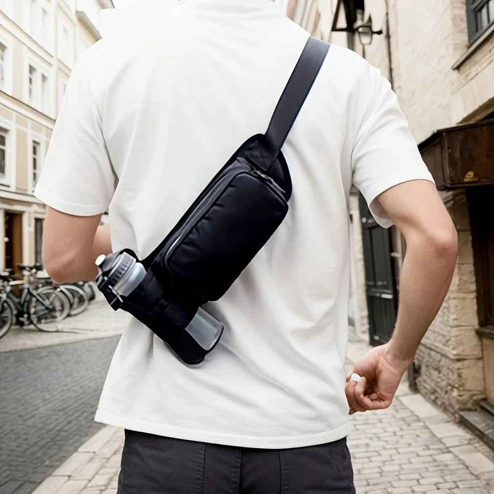 Performance-Oriented Waist Hydration Pack - Contoured Bottle Holder & Multi-Zippered Anti-Slip Compartments for Intense Workouts