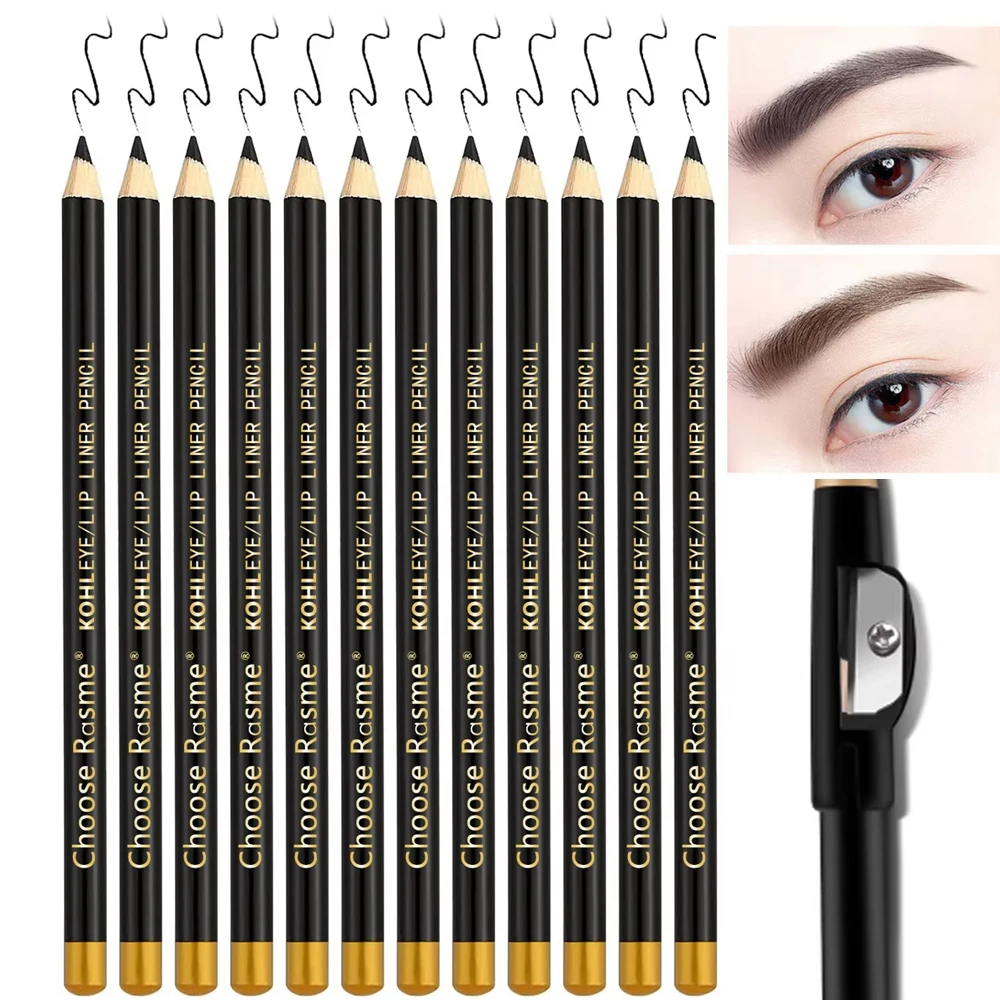

12pcs Eyebrow Pencil with Pencil Sharpener Long Last Smudge Proof Waterproof Sweat Proof Natural Easy Apply Brow Makeup Pen