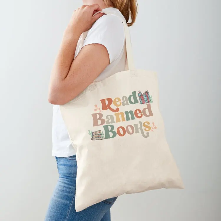 

national reading day Read banned book, retro bookaholic, book lover, read book Tote Bag Women's bag Fabric bag