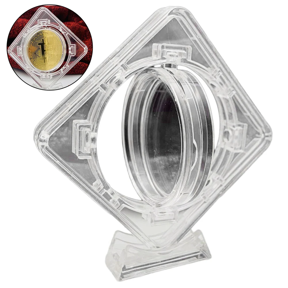 40mm Commemorative Coin Protection Box Acrylic Coin Display Box Transparent Box Bare Coins For Rotating Bracket Storage