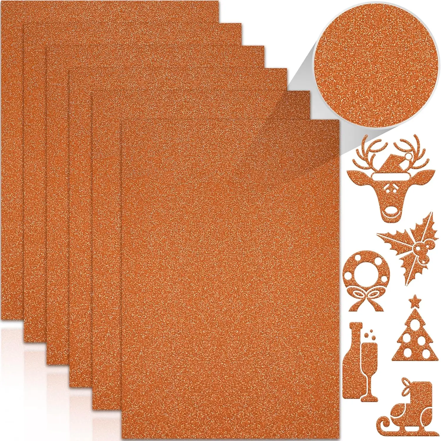 

24 Sheets A4 Orange Glitter Cardstock, 250GSM Sparkly Paper for Scrapbook DIY Party Decoration Gift Wrapping