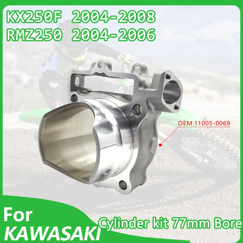For KX250F RMZ250 77mm Cylinder Block KAWASAKI 2004-2008 SUZUKI 2004-2006 Engine Motorcycle Engine Cylinder Block