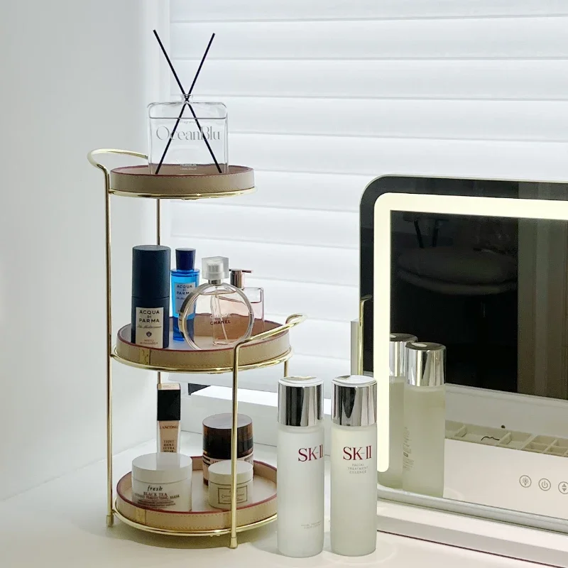 Metal Holders Luxury Cosmetic Bins Perfume Organizer Simple Nordic Design Stylish Containers Chic Cosmetic Storage