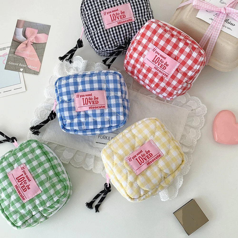 حقيبة شبكية لوف للنظافة، جيب محمول للعملات المعدنية، حقيبة مكياج صغيرة لأحمر الشفاه، حقيبة تخزين مفاتيح ومتنوعة، حقيبة شهرية للفتيات #4