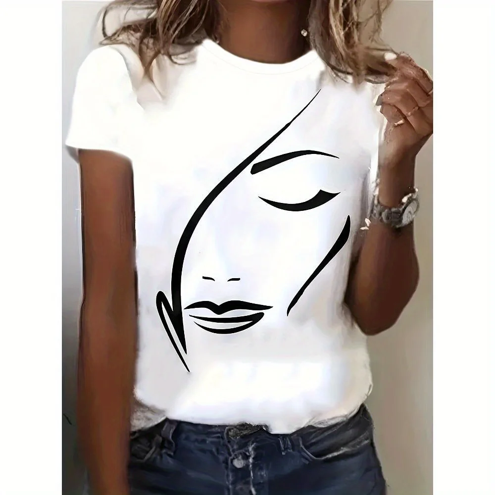 

Graphic Print T-shirt, Casual Short Sleeve Crew Neck Top For Spring & Summer, Women's Clothing