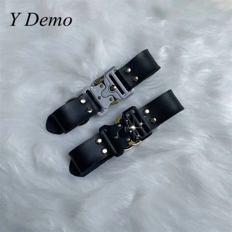 Y Demo Punk Metal Stainless Steel Buckle Adjustable Choker Women\'s Rock Necklace Party Techwear