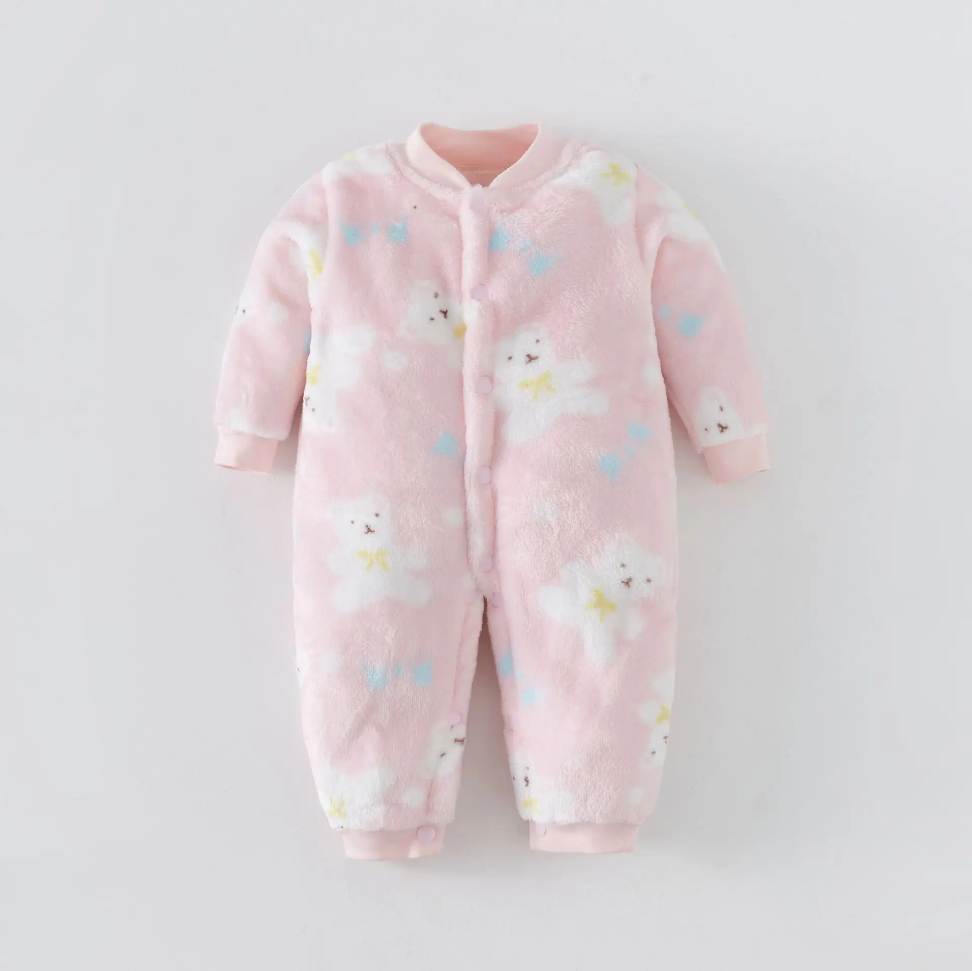 WUDIMIQI Autumn & Winter Newborn Baby Clothes Dinosaur Print Baby Boy Romper Warm Infant Baby  Girl Soft Fleece Jumpsuit Pajamas