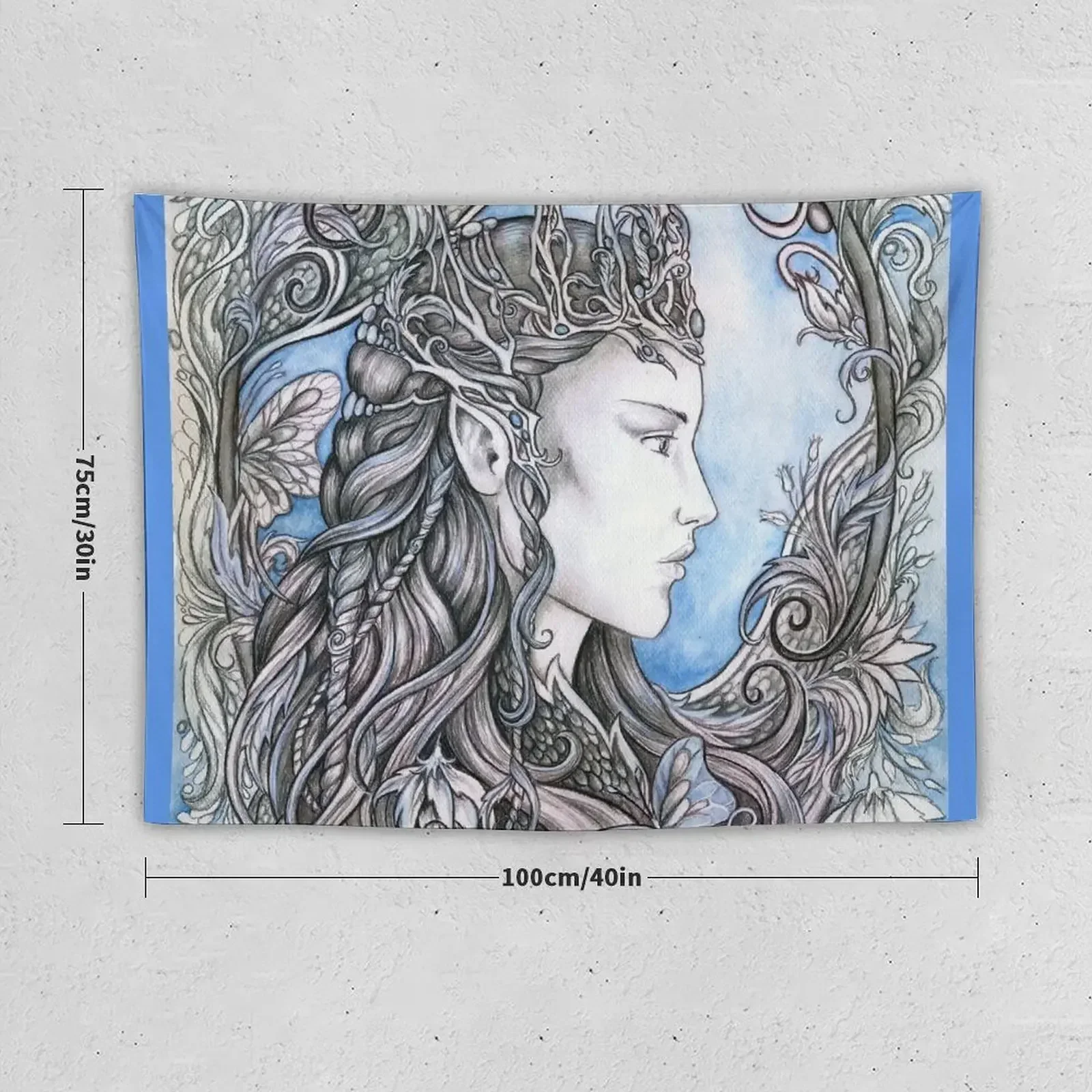 Elven Queen - blue Tapestry Bedroom Decoration On The Wall Cute Room Things Tapestry