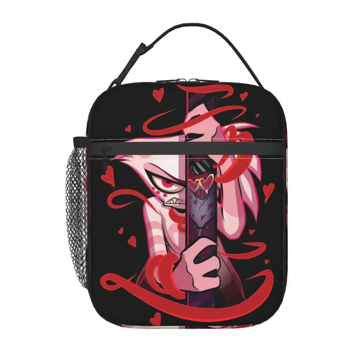 Angel Dust Hazbin Hotels Insulated Lunch Bag Black Comedy Storage Food Box Portable Cooler Thermal Lunch Box School