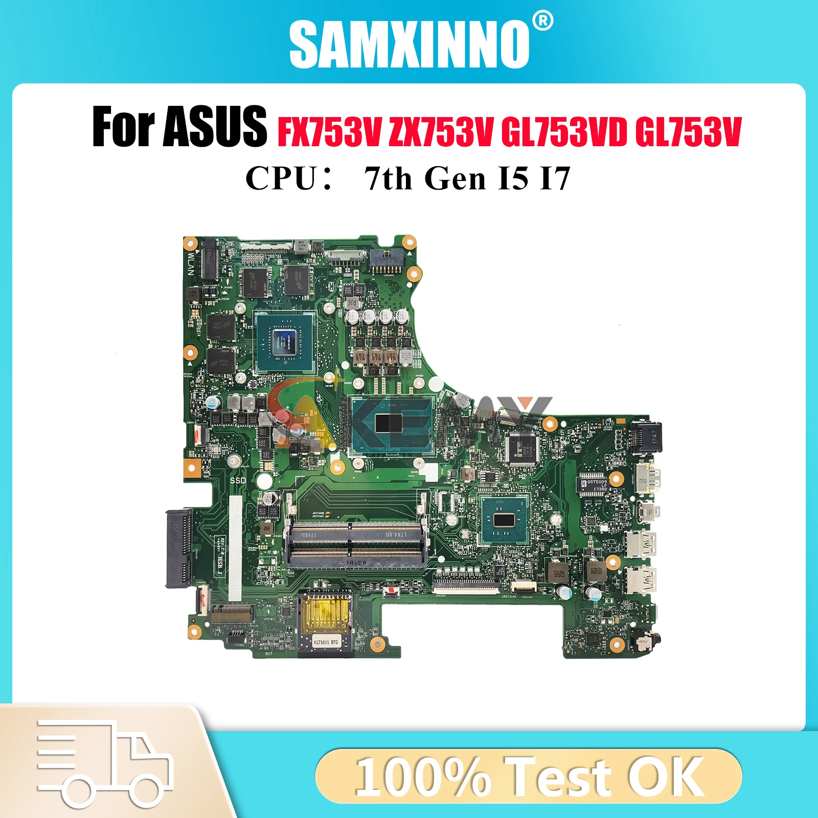 

GL753VD Laptop Motherboard For ASUS ROG Strix GL753VE FX753V ZX753V GL753V GL753VD Mainboard With I5 I7 CPU 100% tests OK stk