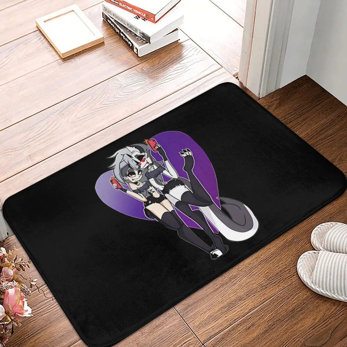 Helluva Boss Cartoon Bath Mat Purple Heart Doormat Kitchen Carpet Balcony Rug Home Decoration