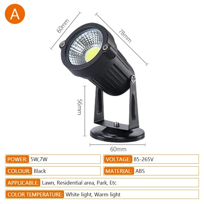 Outdoor LED waterdichte gazonlamp 5w COB Huishoudelijke lange nagel tuinlamp Terras Tuinpad Landschap Decoratie Verlichting Spotlig