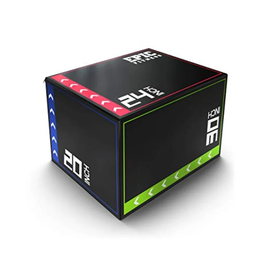 3-in-1 Foam Plyometric Jump Box with High-Density EPE Foam Core and Non-Slip Easy-to-Clean PVC Leather Cover in Black - Availab