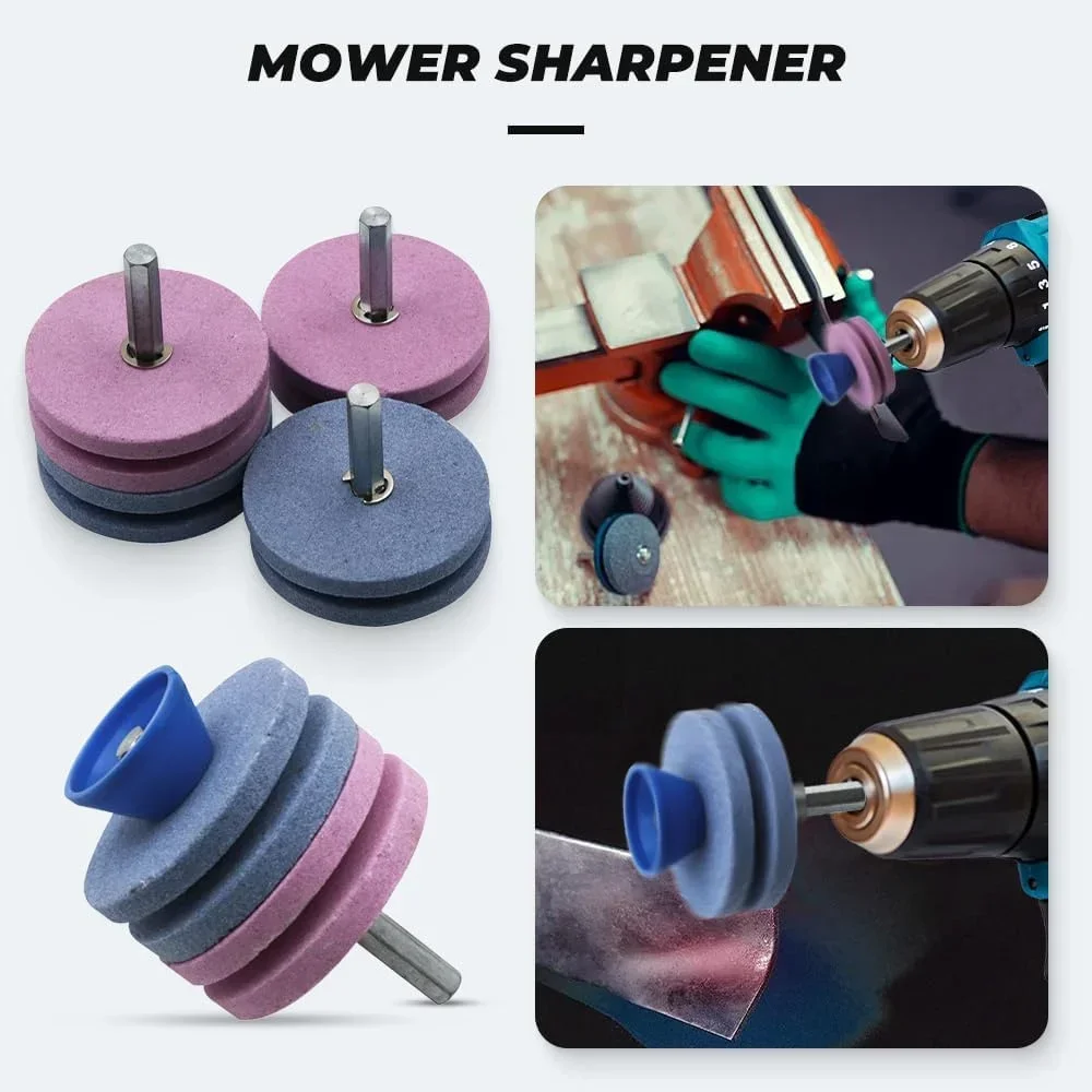 Picture 3: 56MM Lawn Mower Sharpener Four-layer Whetstone Lawnmower Blade Sharpener Double Grinding Drill Universal Grinding Drill Cuts