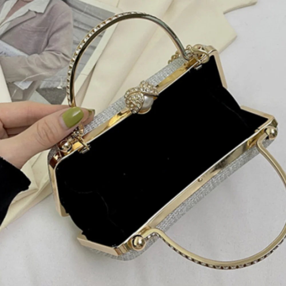 ISKYBOB Luxury Glitter Evening Bag Shoulder Bag Crossbody Bag Clutch Bag Women Wedding Party Fashion Lady Handbags Chain Bolsas