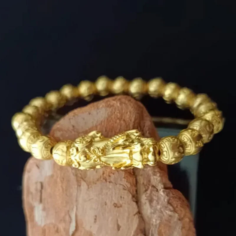 

Pure copper material beads Feng Shui Gift Pixiu Bracelet for man and women Handmade good Lucky Amulet Jewellery