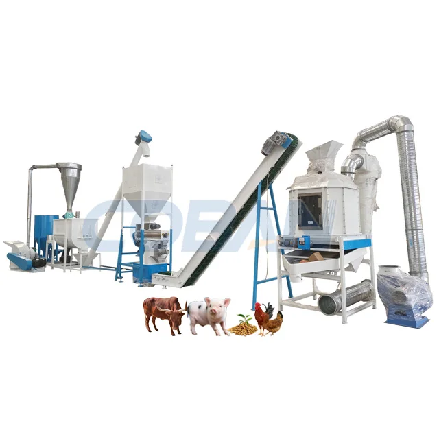 Small Farm Animal Poultry Feed Pellet Making Machine Production Line for South Africa Cow Sheep Chicken Breeding Factory