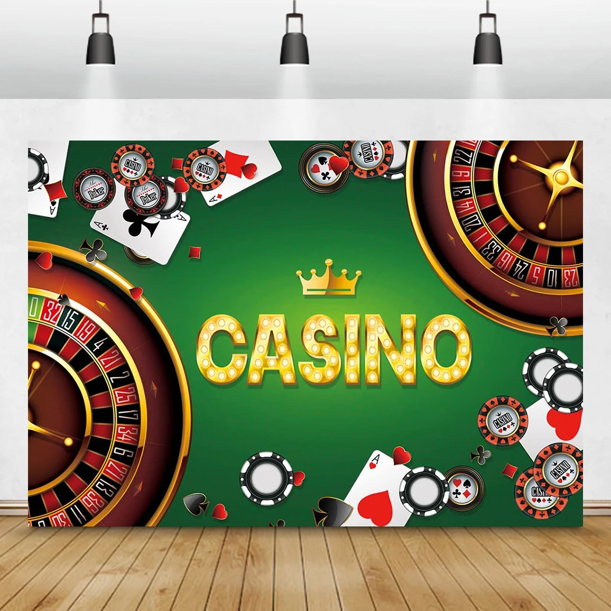 

Casino Backdrop 10x10ft Las Vegas Roulette Color Chip Poker Photography Background Extra Large Vinyl Birthday Party Banner