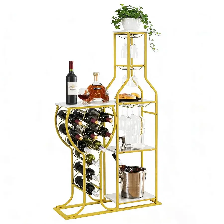 

Wine Rack Freestanding Floor, 11 Bottles Modern Wooden Wine HolderStorage Cabinet for Home Bar, Kitchen, Dining Room Space Savi