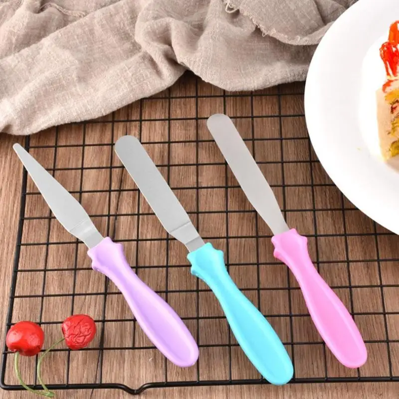 3pcs/set Small Cranked / Angled Spatula Palette Knife Fondant Sugarcraft Tools Stainless Steel Butter Cake Cream Knife Spatula