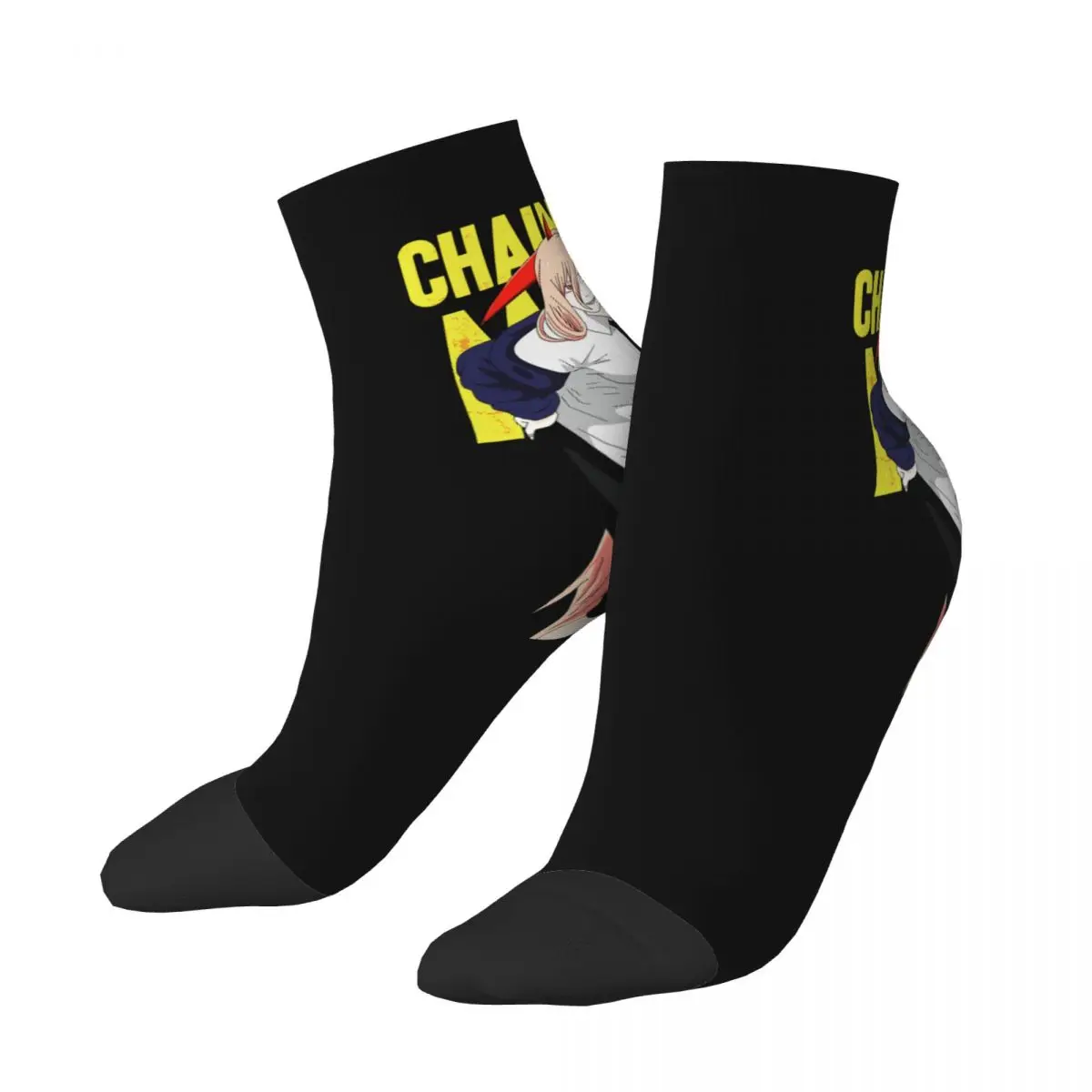 Kawaii Printed Chainsaw Man Power Socks for Women Men Stretchy Summer Autumn Winter Crew Socks